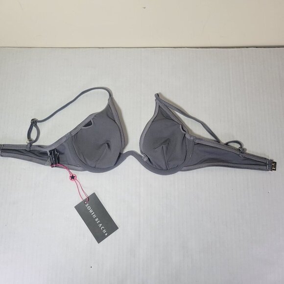 South Beach Women Grey Adjustable Underwire Bikini Top Swimwear Beach Size 8 US - Picture 6 of 9